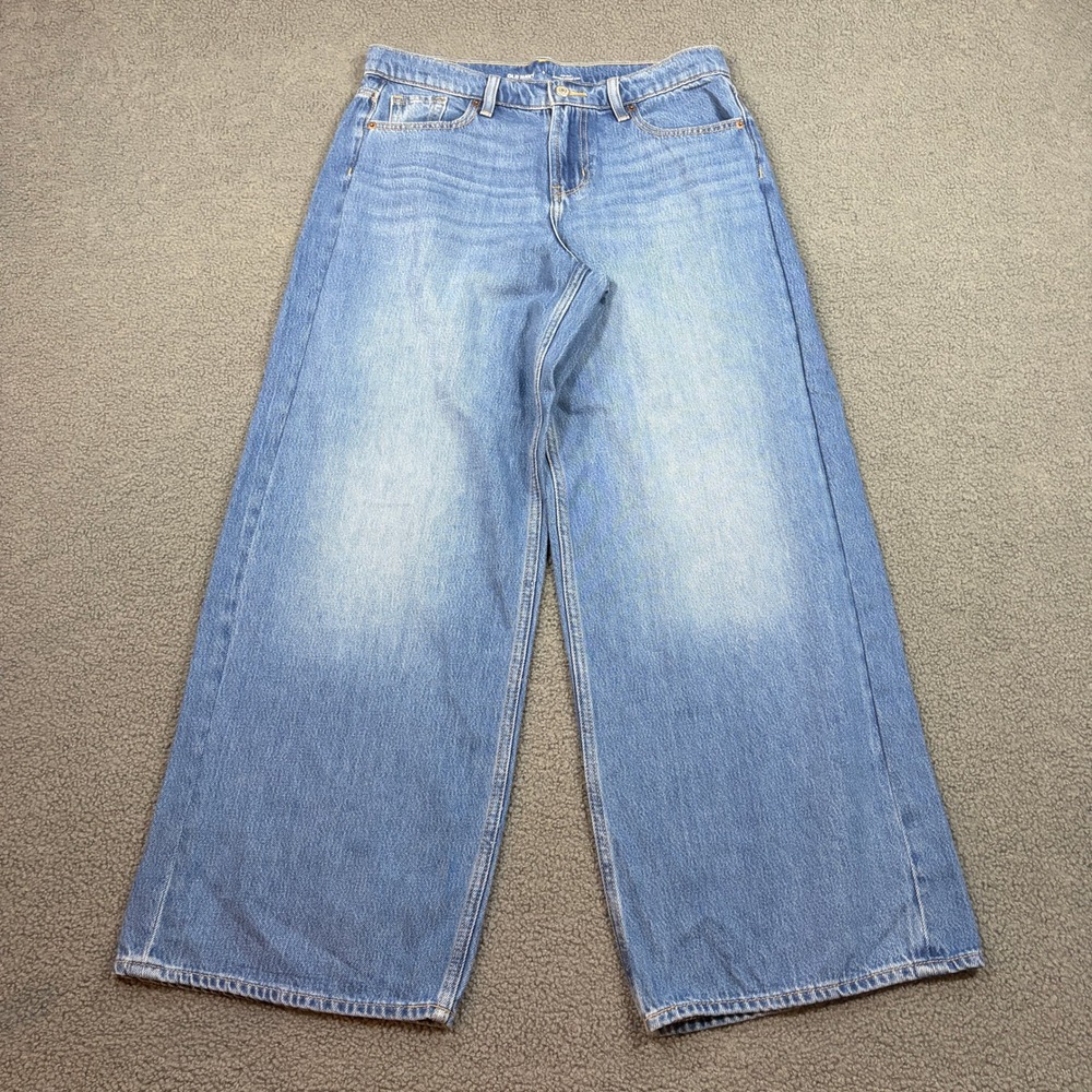 Old Navy Jeans Womens 6 Blue Mid-Rise Baggy Wide Leg 835617-00 Light Wash Denim